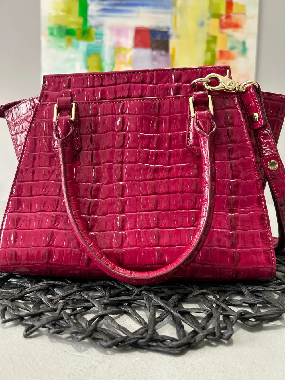 Brahmin La Scala Mini Priscilla Satchel Fuchsia Pink